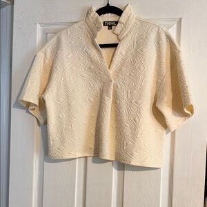 THML Ivory Geometric Short Sleeve Blouse